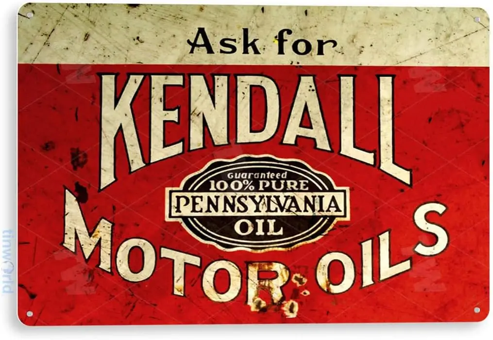 Tin Sign Kendall Motor Oil Retro Rustic Oil Gas Station Metal Sign Decor Garage Auto Shop Cave B725