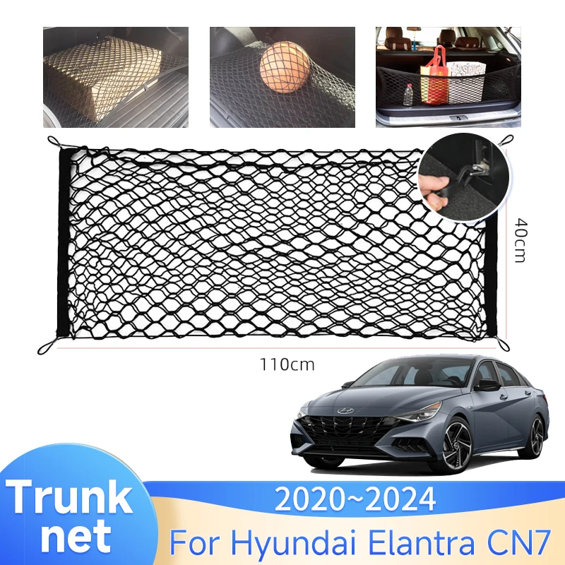 

Car Trunk Net For Hyundai Elantra CN7 Avante i30 Sedan 2020~2024 2021 Car Nylon Mesh Luggage Cargo Organizer Storage Accessories