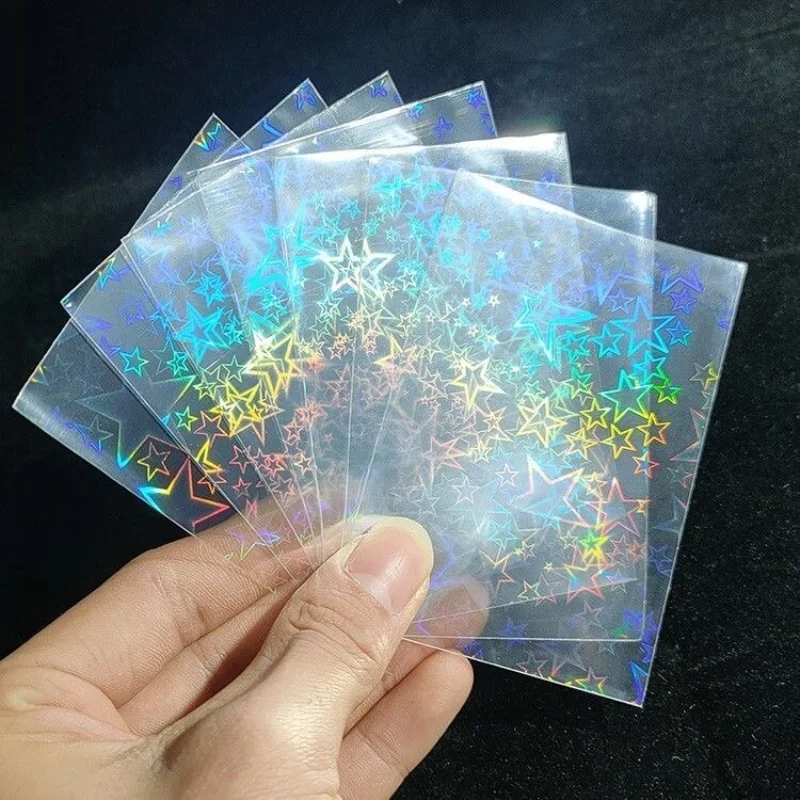 100PCS Holographic Card Sleeves photcard Protector 65x90mm for Magic TCG gaming cards, Anti-Scratch Glittering Foil Film