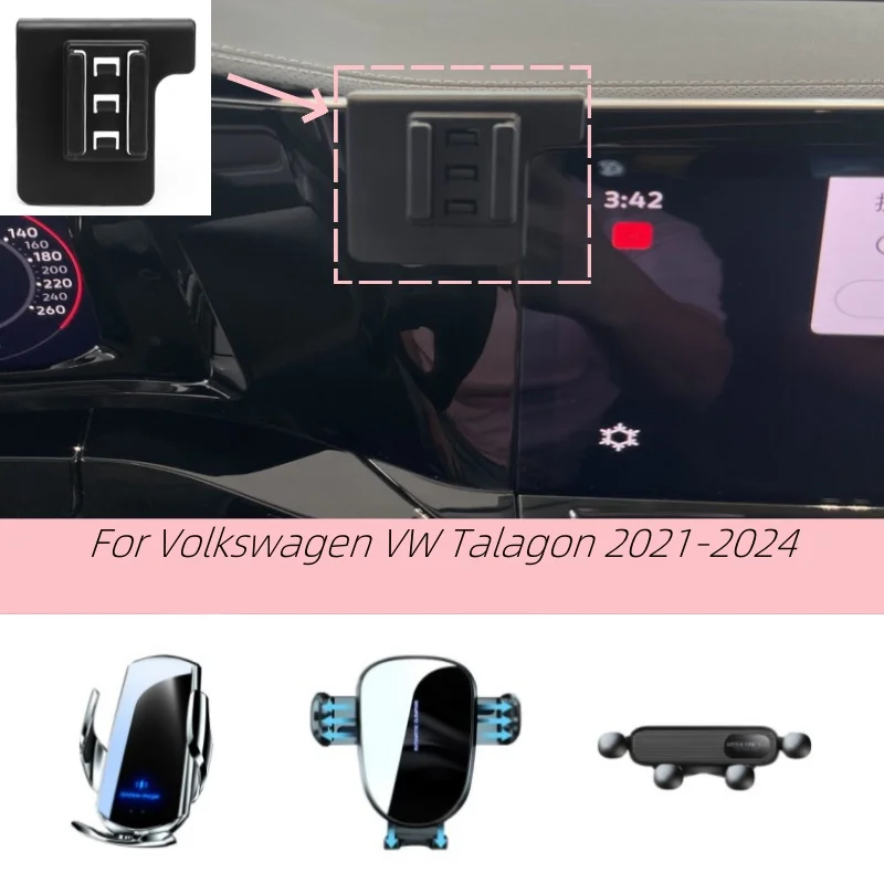 Car Phone Holder For Volkswagen VW Talagon 2021 2022 2023 2024 Mobile Phone Mounts Car Wireless Charging Special Fixed Base