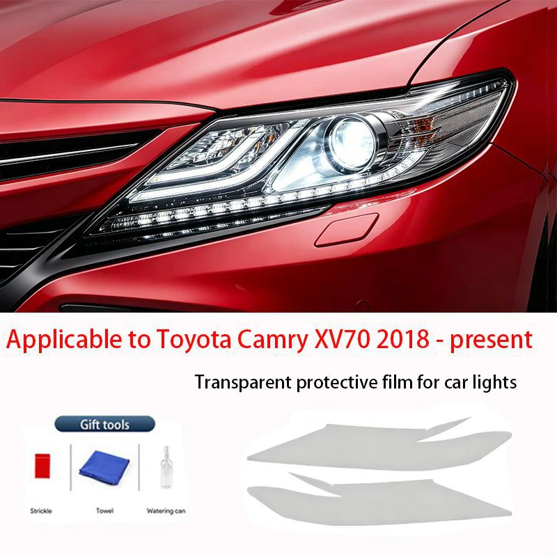 

Для Toyota Camry XV70 2018-2022: Защитная пленка из ТПУ для фар, прозрачная/дымчато-черная, антицарапийная, ремонтная наклейка-покрытие