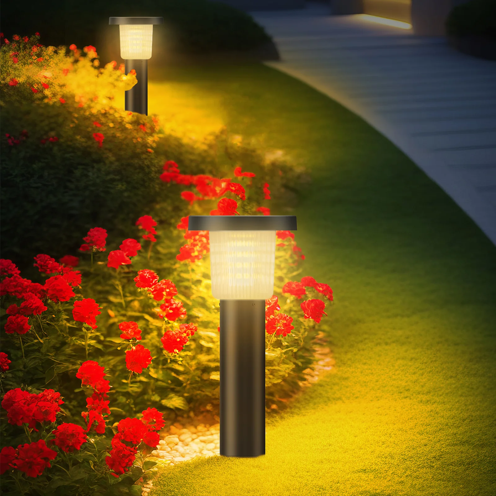 

Intelamp 2 Pack Solar Pathway Lights Outdoor Stainless Steels Lawn Lamp ﻿For Walkway Villa Garden Courtyard District Residential