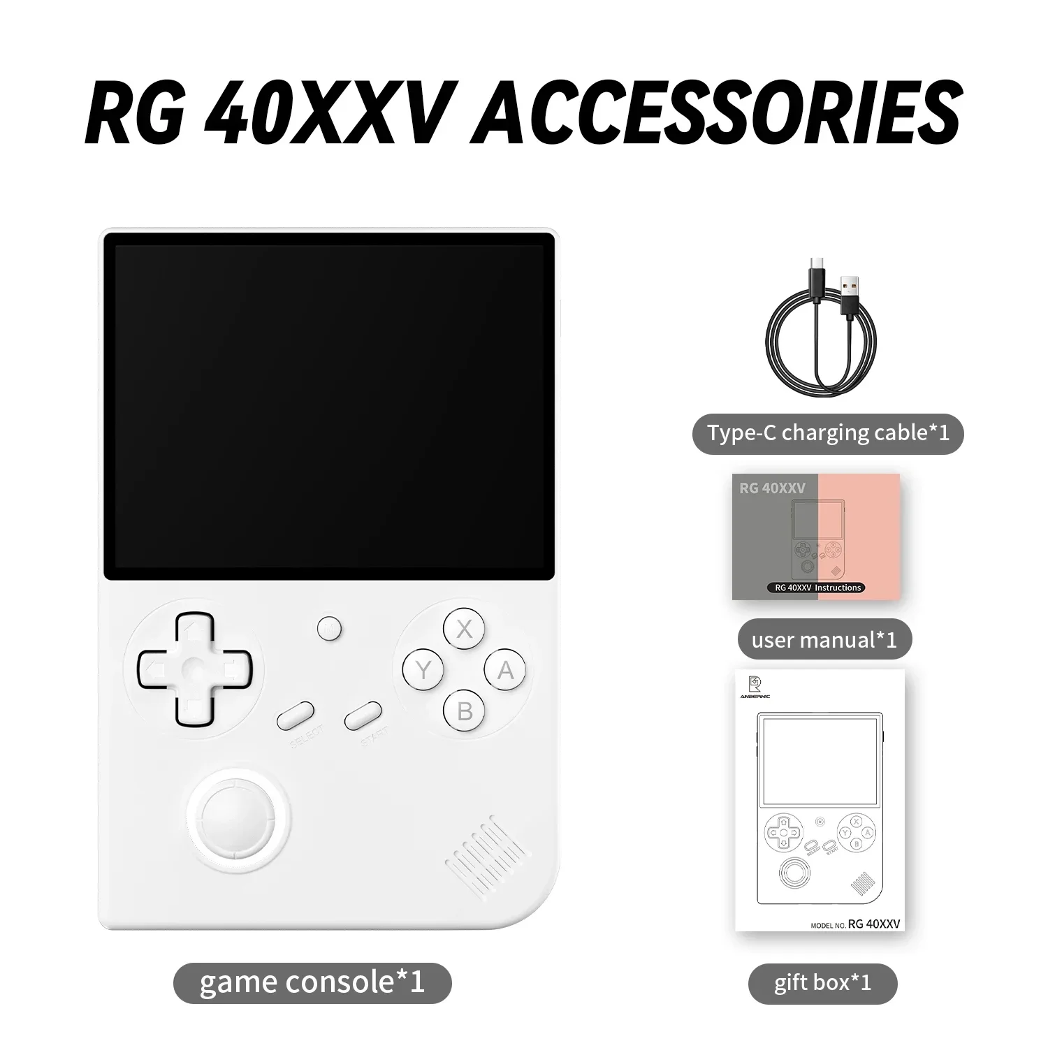 ANBERNIC RG40XXV Handheld Game Console Retro Game Player 4" IPS Screen H700 Linux 64-bit 64GB TF RGB Joystick WiFi Bluetooth HDMI TV Output Streaming MP4 Video Player Ebook Portable Arcade Emulator Pocket Console Kids Birthday Gift Home Travel For Adults