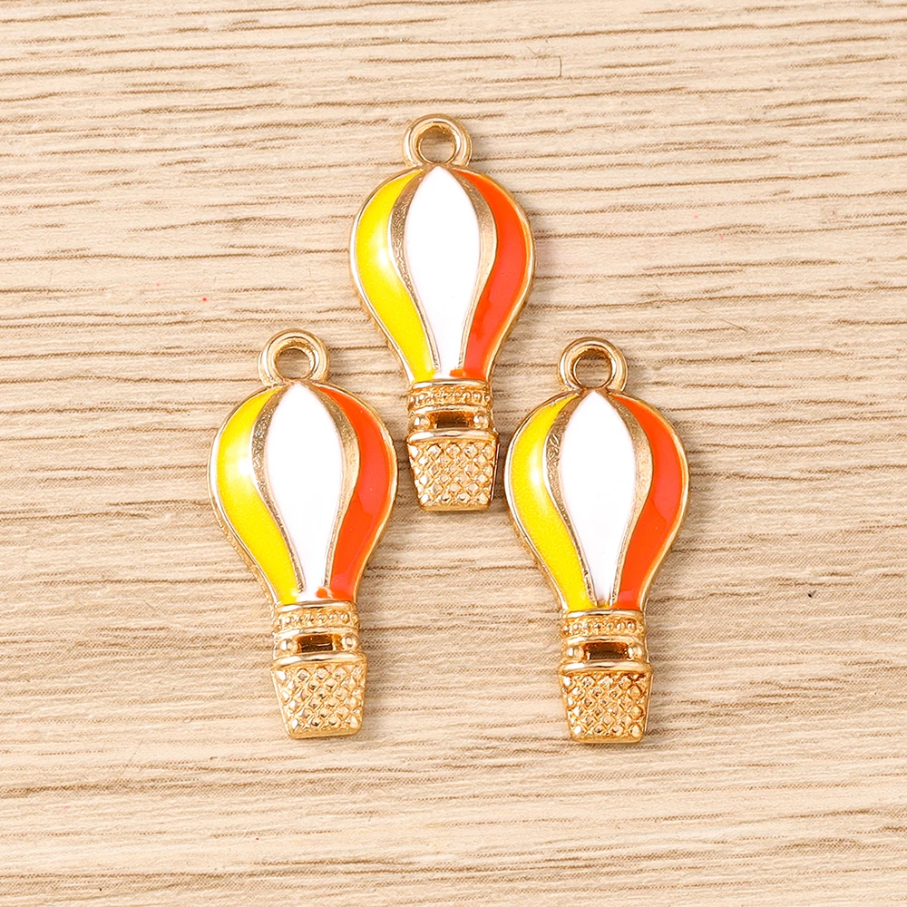 Tusember 10 Stück bunte, niedliche Emaille-Heißluftballon-Anhänger für Anhänger, handgefertigte Ohrringe, Armbänder, Schmuckherstellung, Zubehör, DIY – Detail 7