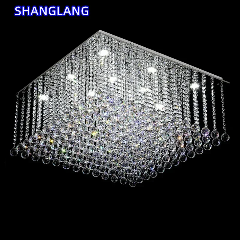 Modern Crystal Chandelier Square Luxury Lamp Indoor Hanging Lighting Equipment For Living Room Dining  Lobby Ceiling Lustres - view 2