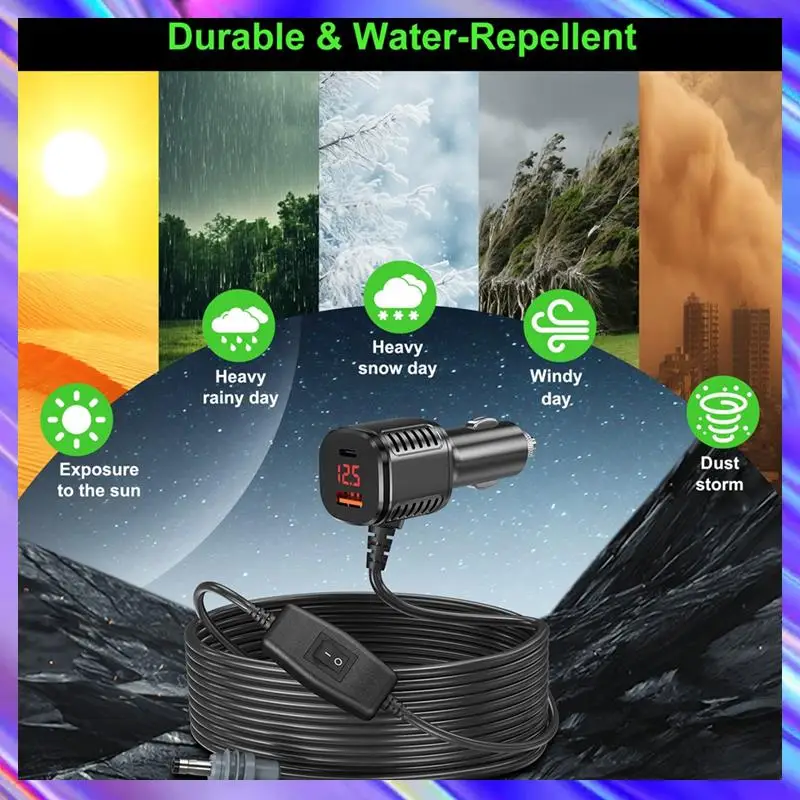 A24U Multi Functional For Starlink Mini Digital 3-In-1 Car Charging Adapter 5M For DC Power Cord 2025 New