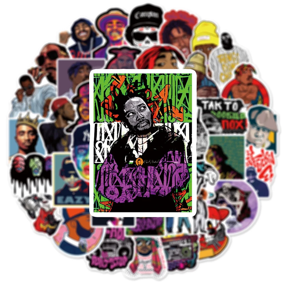 10/30/50PCS Hip Hop Rapper Stickers Pop Singer Laptop Skateboard Car Suitcase Kid Toy PVC Waterproof Decal Cool Graffiti Sticker