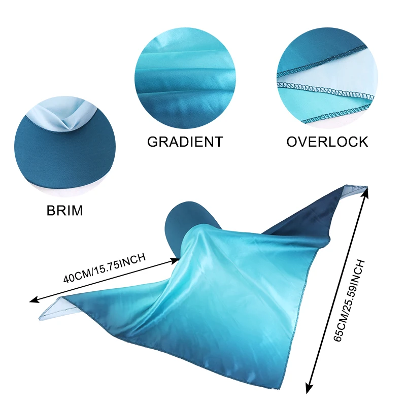 New Women Satin Gradient Hat with Brim Sun Hats Bandana Hair Cover Summer Soft Breathable Headscarf Visor Caps Baseball Cap
