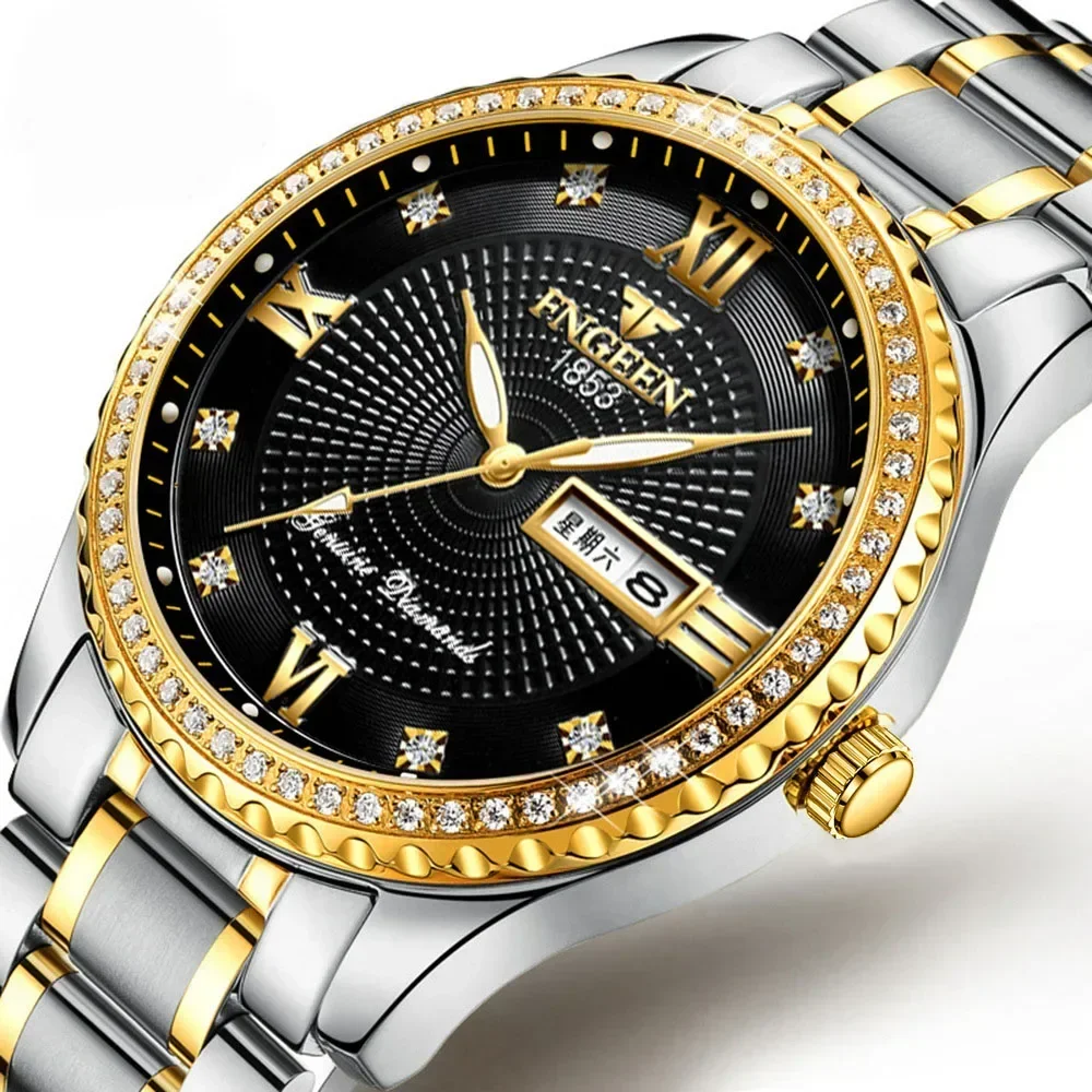 Mens Quartz Watch Man Military Watch Steel Dual Display Calendar Week Date Waterproof WristWatches Dropshipping Wholesale