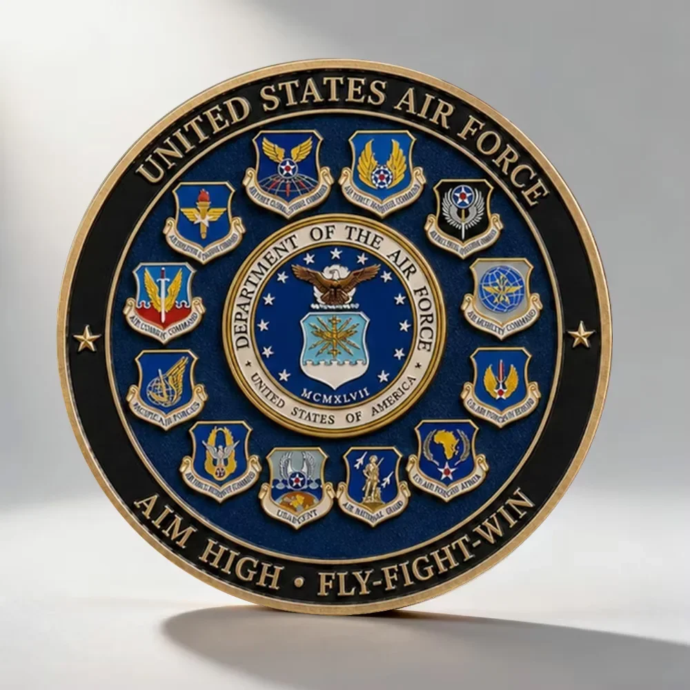US Air Force Challenge Coin USAF Military Bronze Commemorative Coin Aim High Fly Fight Win Souvenir Veteran Gift