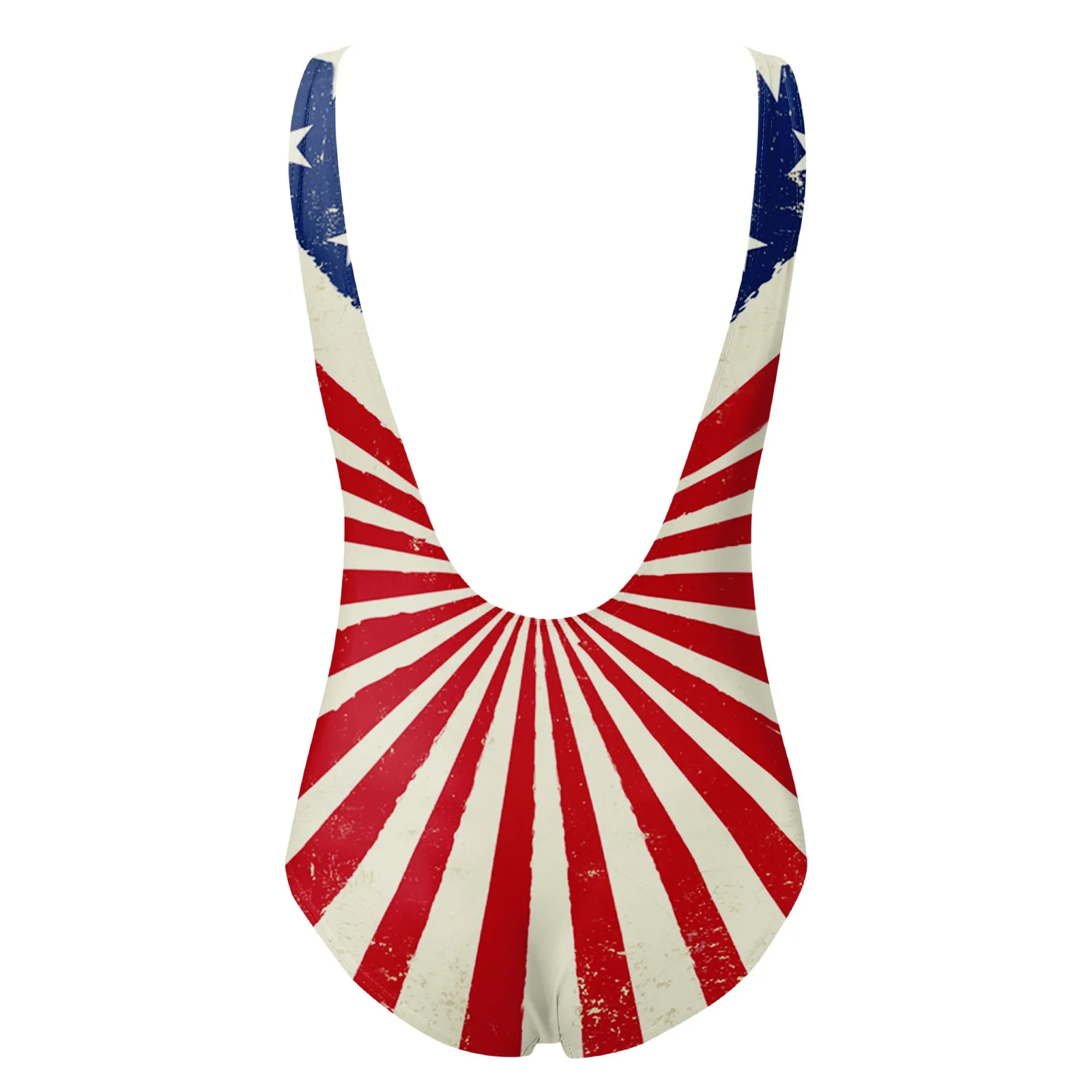 Independence Day Flag Print Women Sexy One Pieces Off Shoulder High Cut Stripe Swimwear  Bodysuit Beach Swim Wear Bikinis Sets