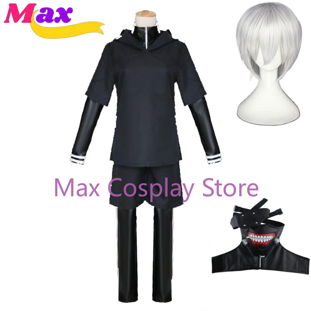 Anime Kaneki Ken Cosplay Costume Mask And Wigs Sasaki Haise Uniform Full Sets Halloween Party Costumes Adults