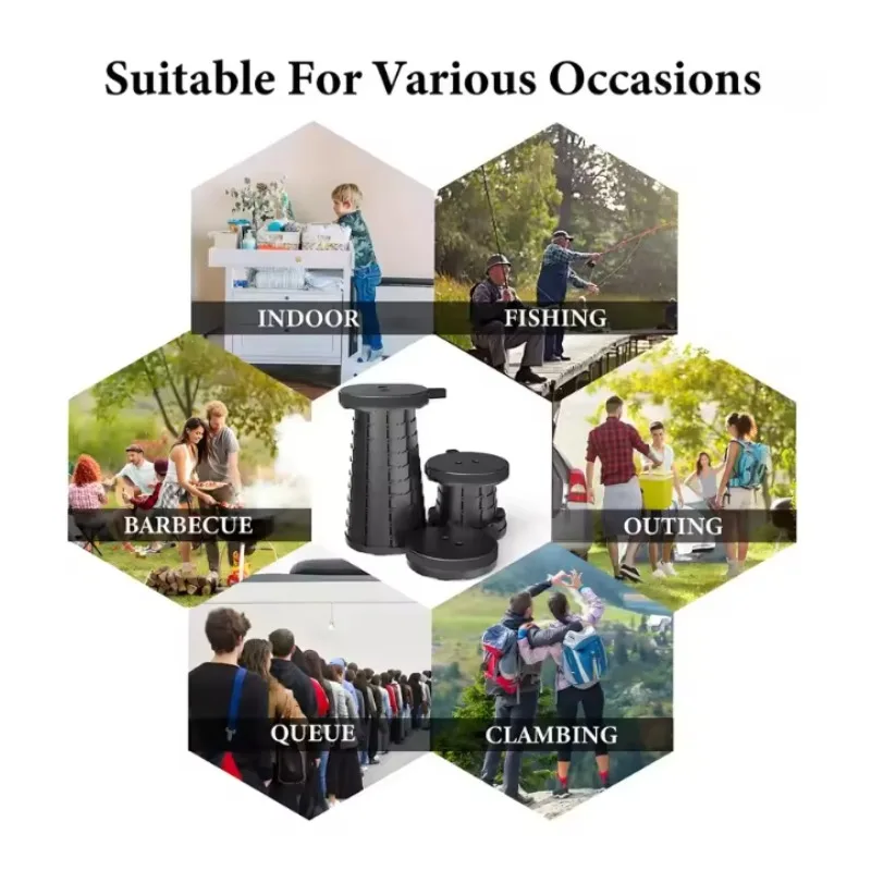 Outdoor camping stools - Adjustable special small stools, lightweight fishing chairs, portable telescopic folding stools