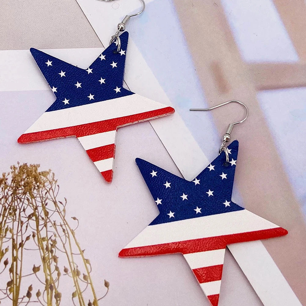 

Flag Earrings Set PU Adornment Decoration Pentagram Stylish Accessories Fashion