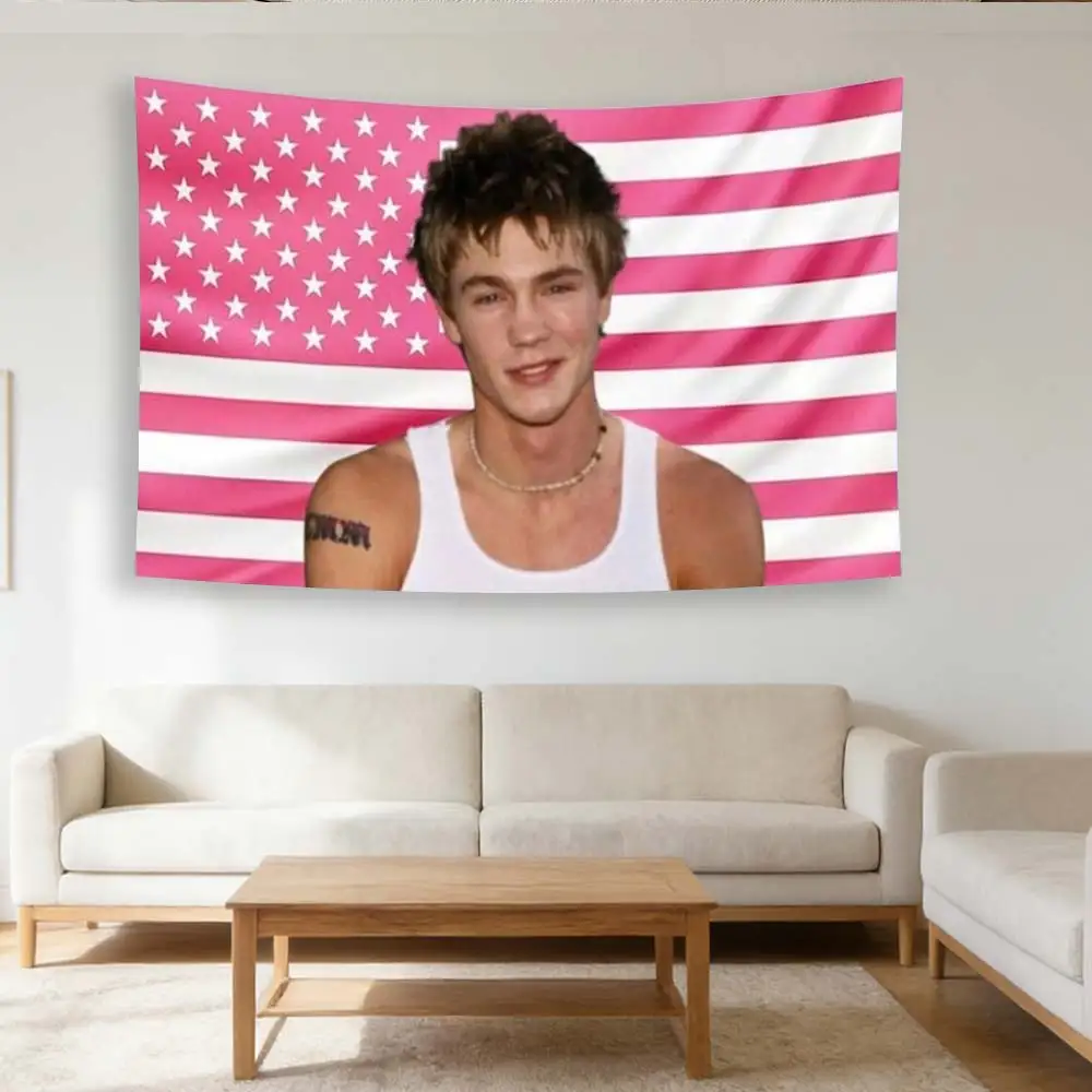 

1pc Chad Michael Murray Pink American Flag Tapestry, Actor Wall Hanging, Cool Room Stuff, Large Size, Polyester 2D Print, Bedroo