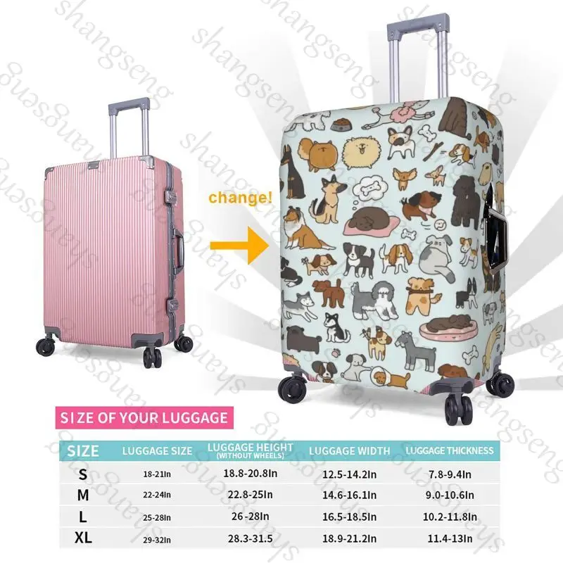 Uroczy pokrowiec ochronny na walizkę podróżną z nadrukiem psa i kota, elastyczna osłona na walizkę, zmywalny pokrowiec na bagaż, rozmiar 18-32 cali