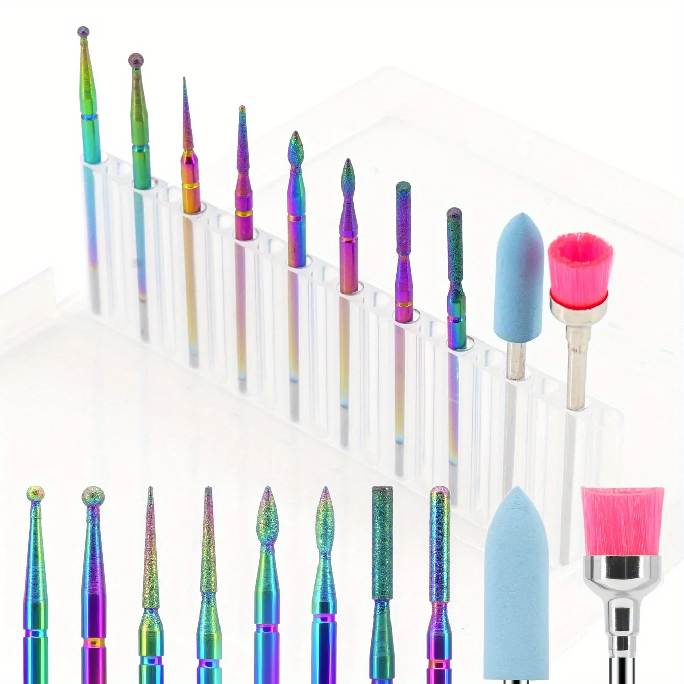 10PCS/BOX Diamond Nail Drill Bits Set for Electric Nail Drill,Professional Acrylic Nail Tools for Manicure,Polish Nails Art Tool