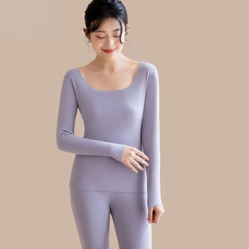 2023 New Thermal Underwear Ladies Suit Elastic U-neck Autumn Clothes Women Wear Bottoming Clothes Autumn Winter Warm Sleepwear