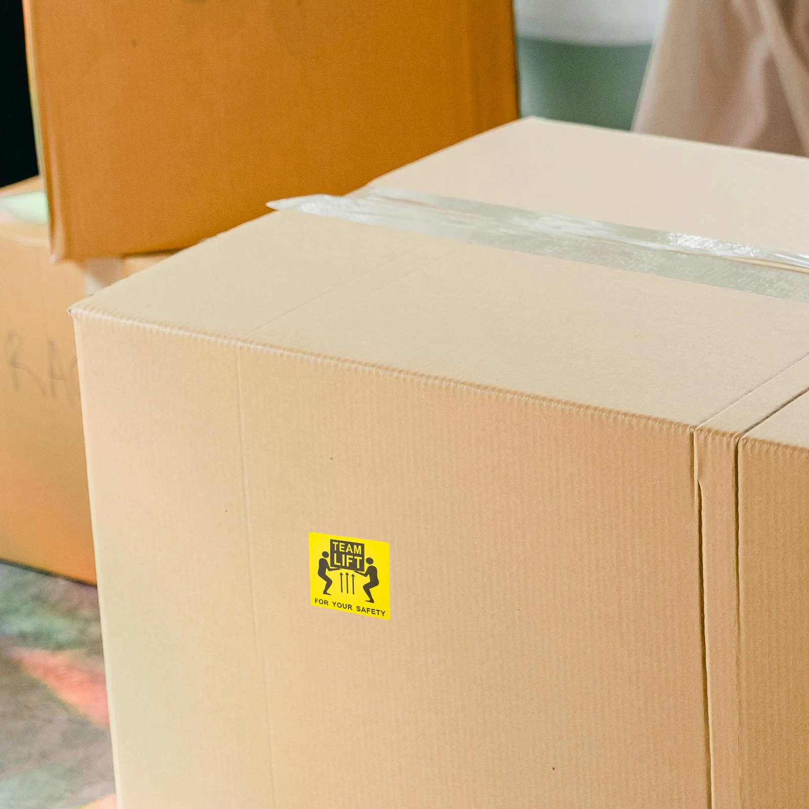 

1000 Heavy Duty Warning Labels 50x50mm Adhesive Shipping Stickers Team Lift Boxes Moving Packages Heavy Object Tags Folder