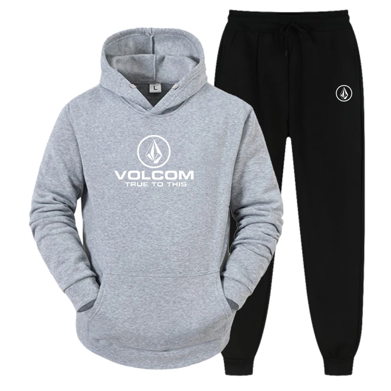 MEN\'s Volcom New Casual Sports Two Piece Men\'s Hoodie Printed Fashion Home Outdoor Activity Training Clothing