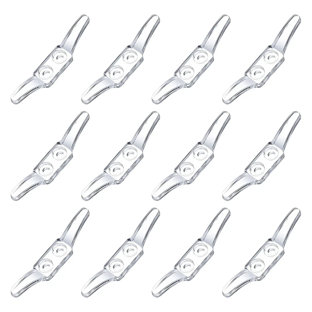 12 Pcs Double Hole Positioning Hook Curtain Hooks Roman Roller Blinds Drawcord Positor Acrylic Retainer