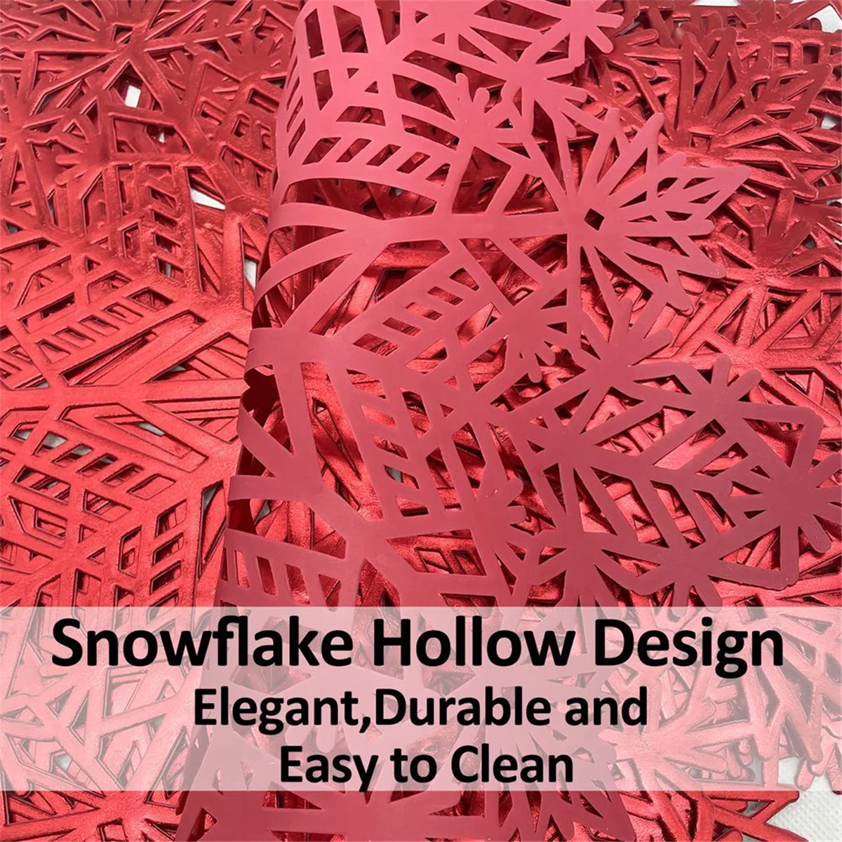 Snowflake Placemats Decorations Red Snowflake Tablemats Kitchen Table Mats for Christmas Holiday Wedding Decorative A