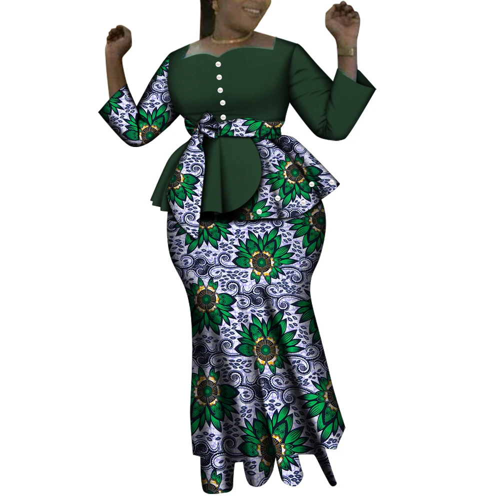 

African Women Clothes Tops and Maxi Skirt Sets for Women Dashiki 2 Piece Skirt Sets Party Wedding Clothing WY6635