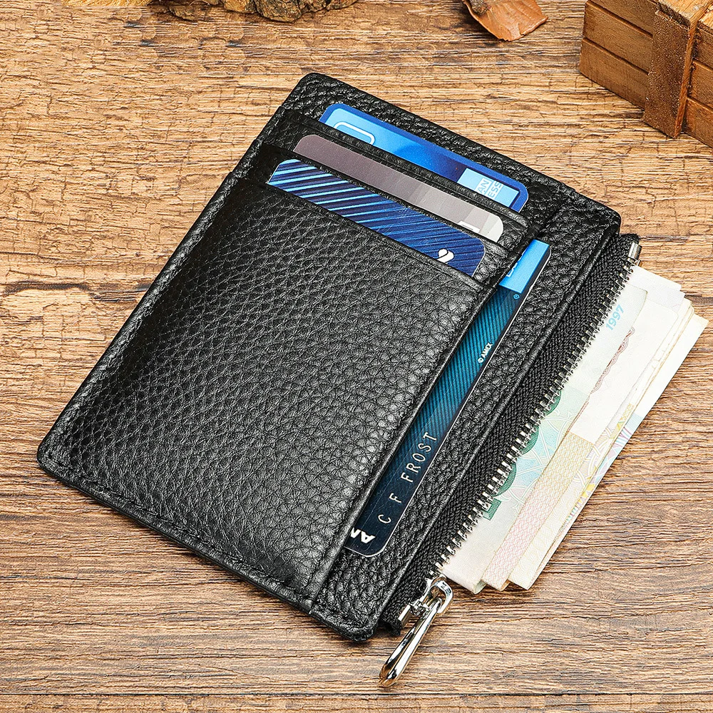 

Slim Card Pack Leather Wallet Credit ID Card Holder Coin Purse Money Case for Men Women Coin Bags Driver's License Card Holder