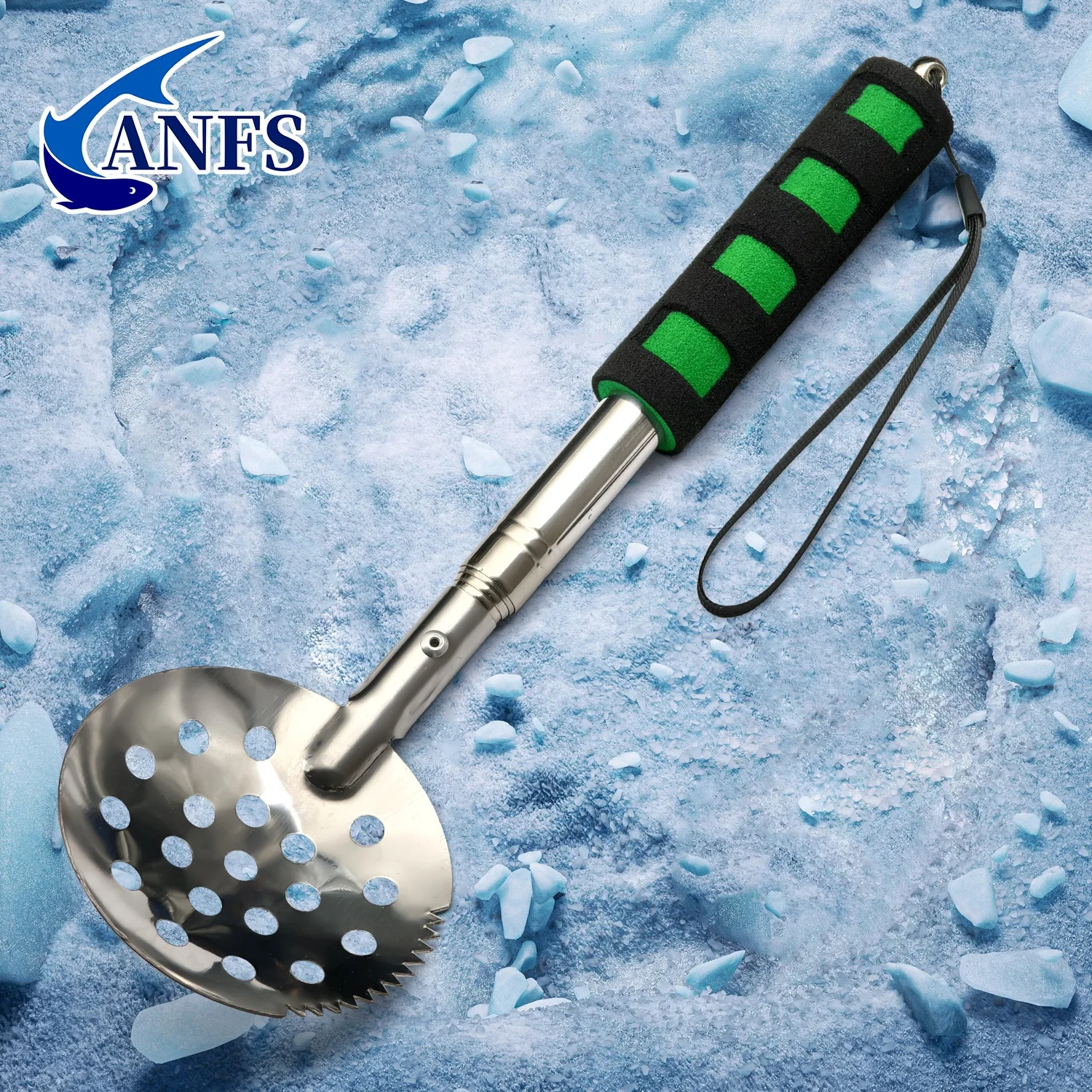 ANFS قابل للسحب الجليد الصيد مقشدة مغرفة الشتاء الجليد الصيد مغرفة مع مقبض طويل-مثالية الجليد معدات صيد الأسماك للصياد