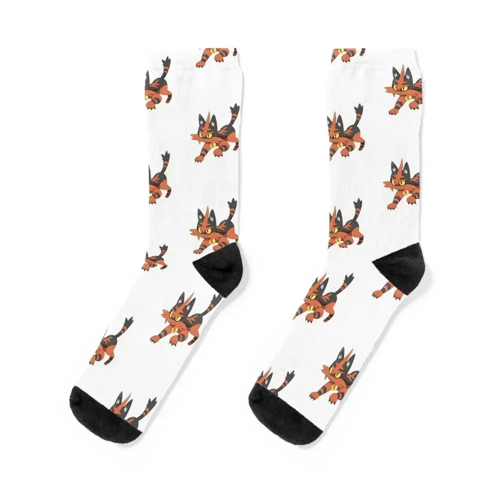 

tórrácat - fire cat Cute Socks moving stockings cartoon Non-slip new year Socks Women Men's