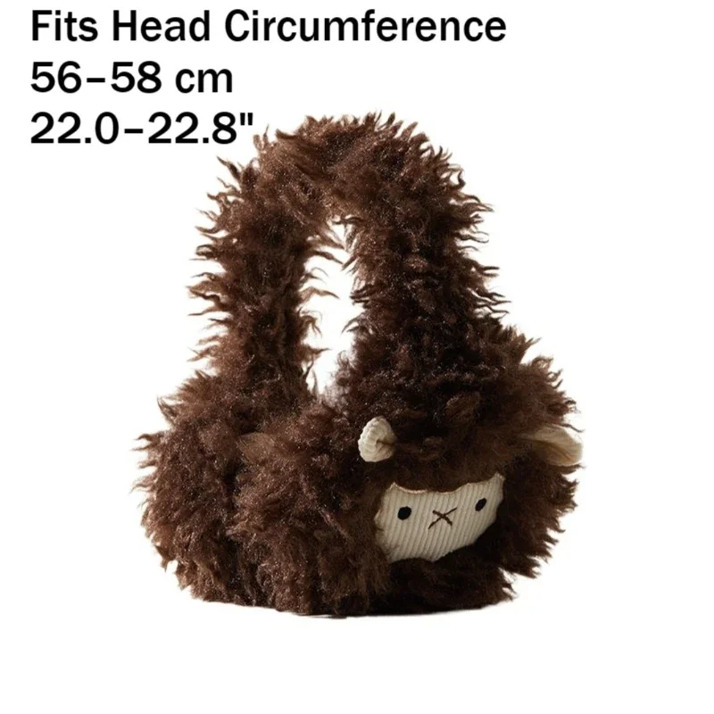 Cute Curly Sheep Warm Ear Muffs For Women Autumn Winter Plush Ear Covers Foldable Cold Proof Ear Warmers