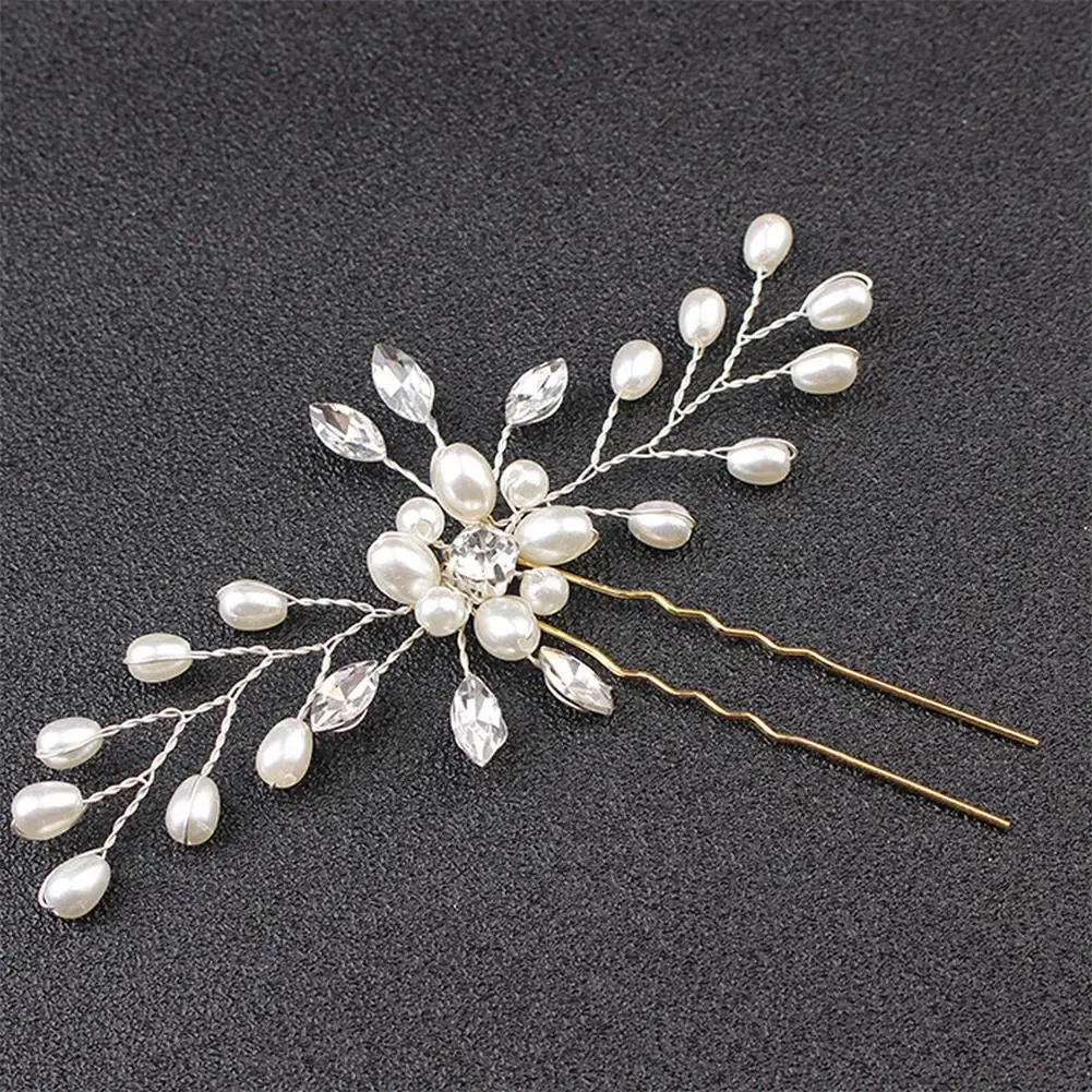 Elegant Flower Wedding Hair Pins Pearl Handmade Flower Beautiful Crystal Hair Accessories Wedding Hair Pins Bridal Decor