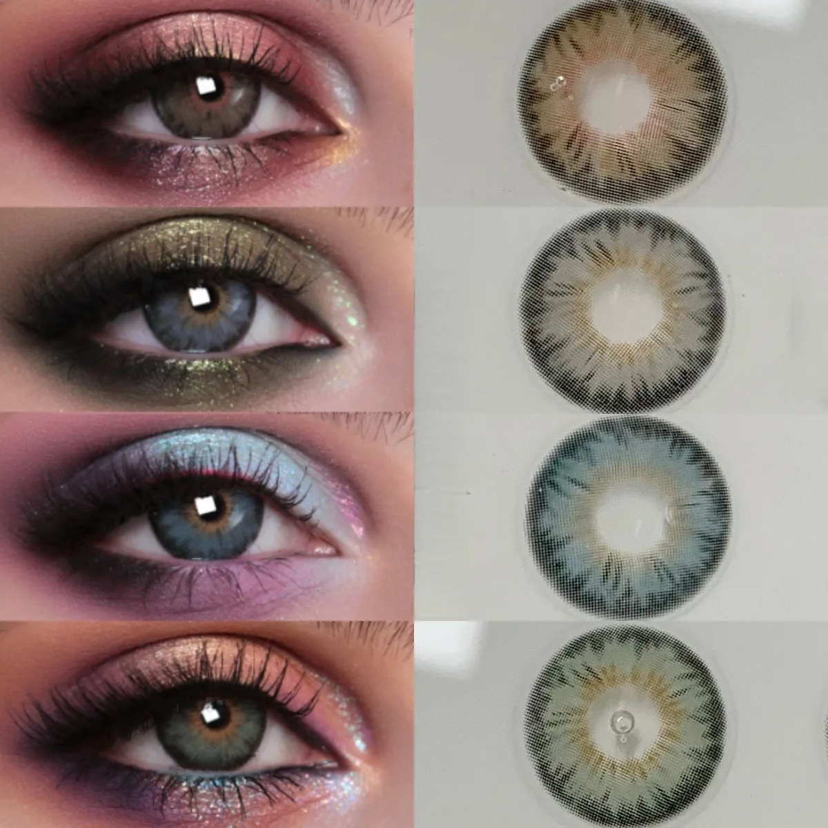 Lentes de Contacto de Color de Uso Anual Lalens, Plano -1.00 a -8.00 Dioptrías, Cleopatra Urban Layer, Lentes Suaves para Maquillaje Diario, 60 Unidades