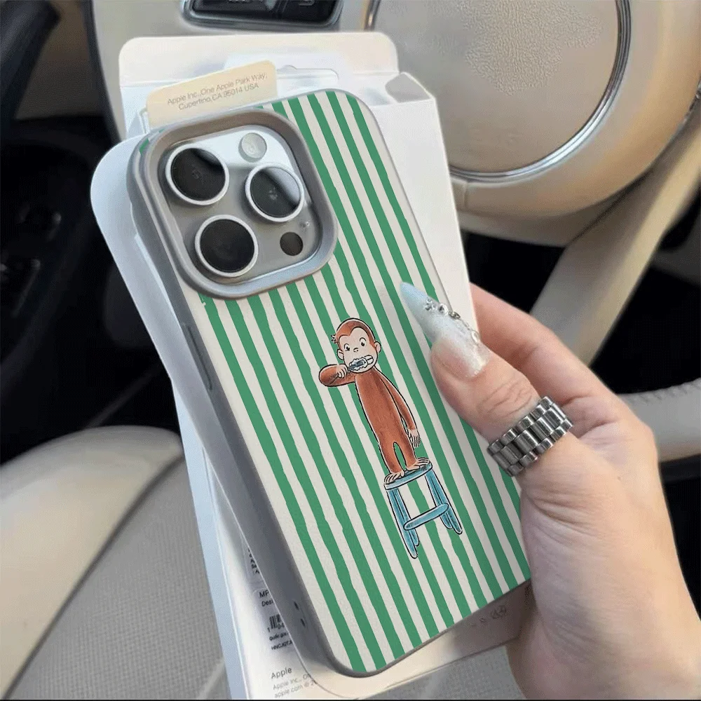 Koreanischer Stil Niedliche Cartoon-Affen-Zahnbürsten-Handyhülle für iPhone 17 16 15 14 13 12 11 Pro Max Plus X XR Silikon-Softcover – Detail 10