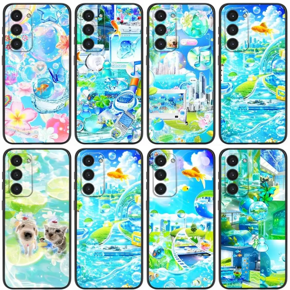 Frutiger Aero Phone Case For Samsung Galaxy A20,21s,22,31,32,52,53,72,73,80,91 Soft Liquid Silicone Black Cover