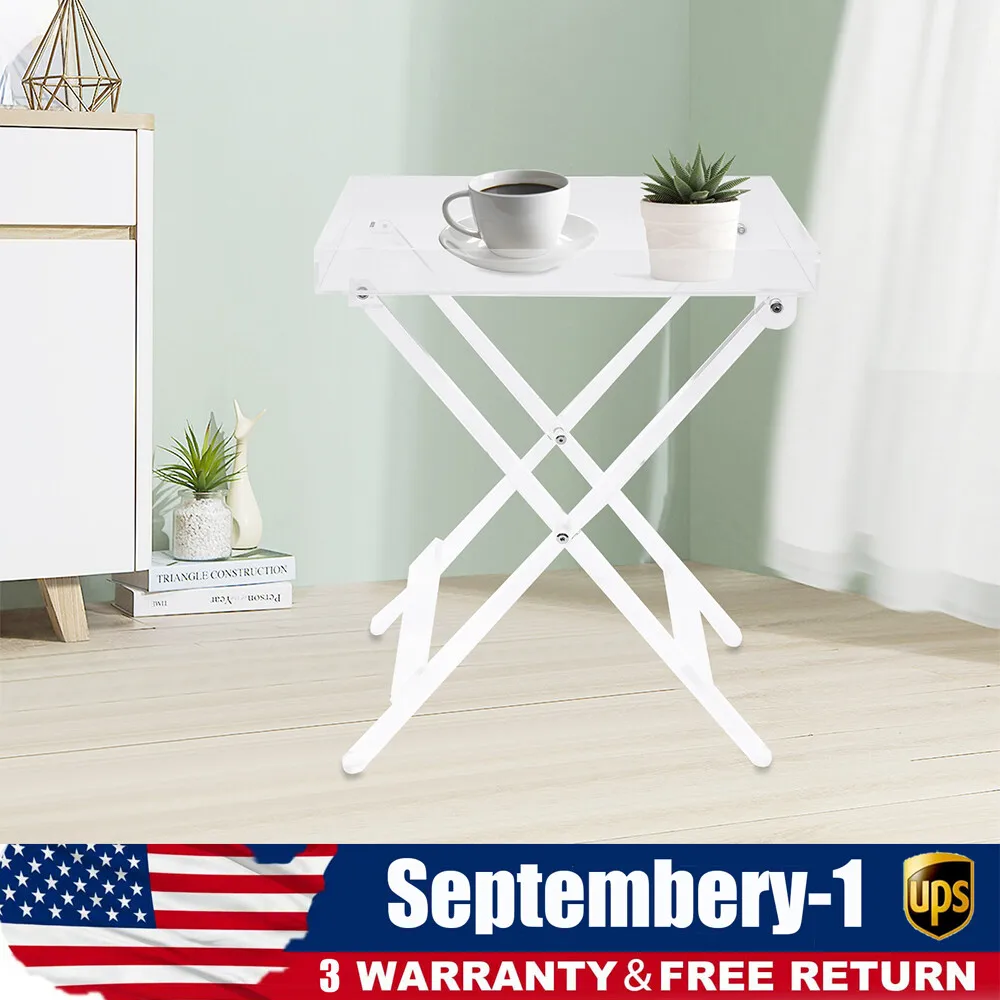 Café TablesClear Acrylic Folding Tray Table Square Side End Table for Living Room Coffee Table Use