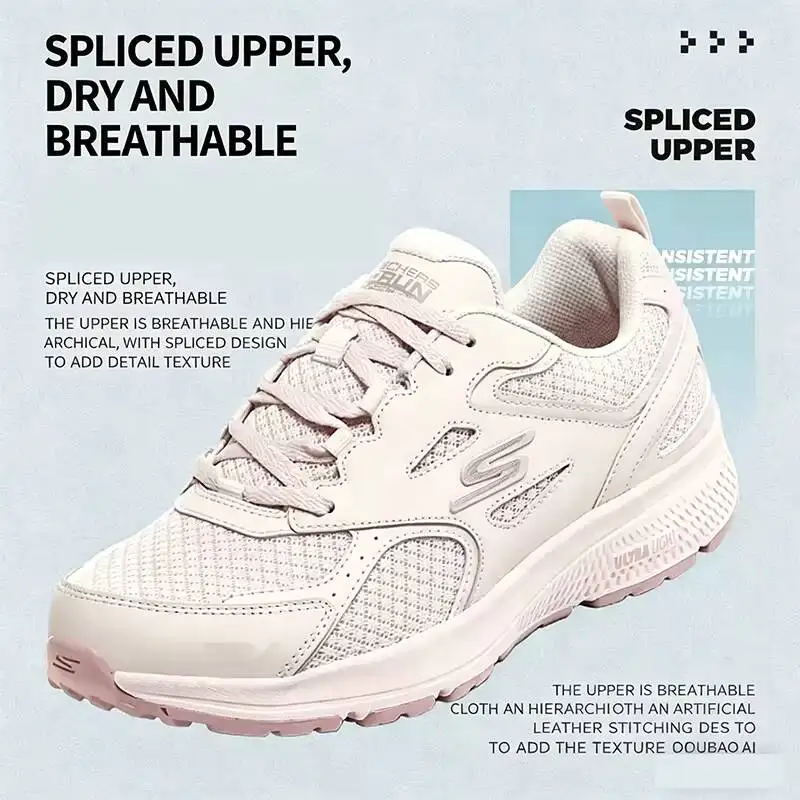 Skechers originales 100% auténticos, novedad de verano, otras zapatillas deportivas informales transpirables GO RUN de malla para mujer 128075-NAT sport