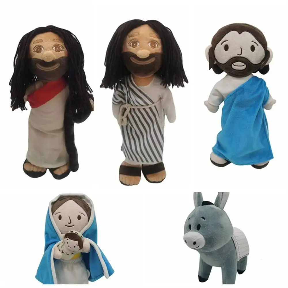 Plush Doll Christ Religious Jesus Plush Toy with Smile Savior Jesus Virgin Mary Stuffed Doll Soft Stuffed Figurine Room Decor