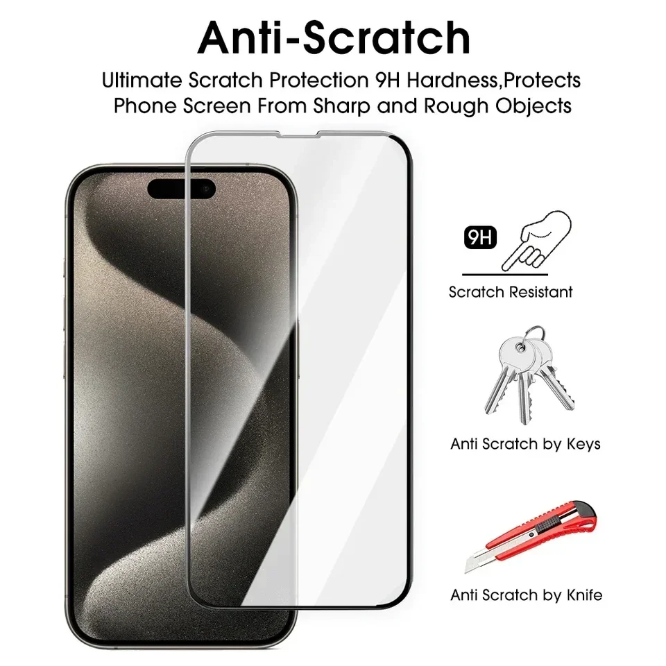 1-3 Piezas Protector de Pantalla de Vidrio Claro HD para iPhone 16 17 Pro Max Vidrio Templado para iPhone 17/17Pro/17ProMax/17Air 5