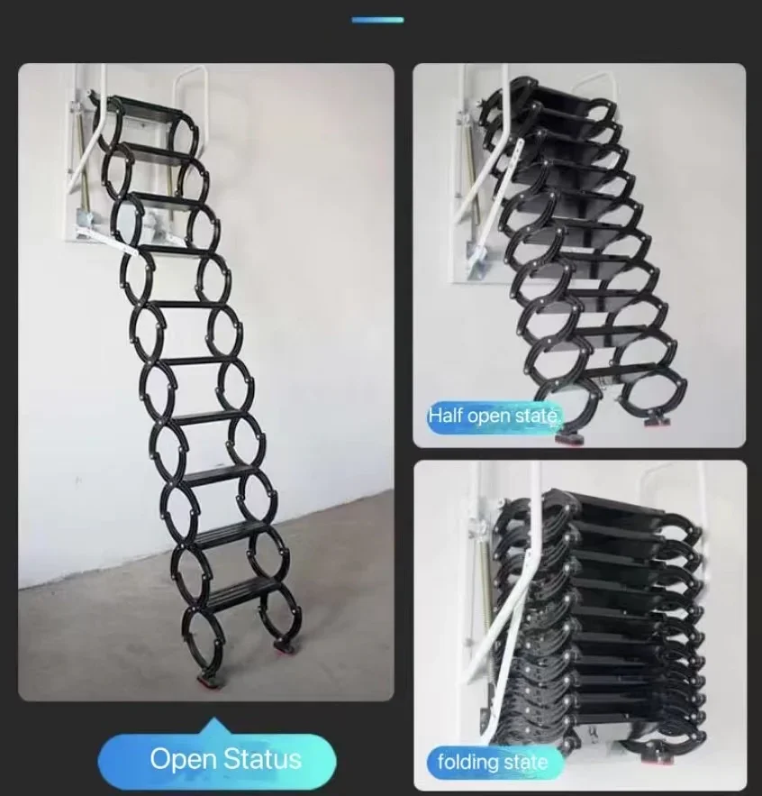 Escada de expansão loft montada na parede Escada doméstica Elevador interno