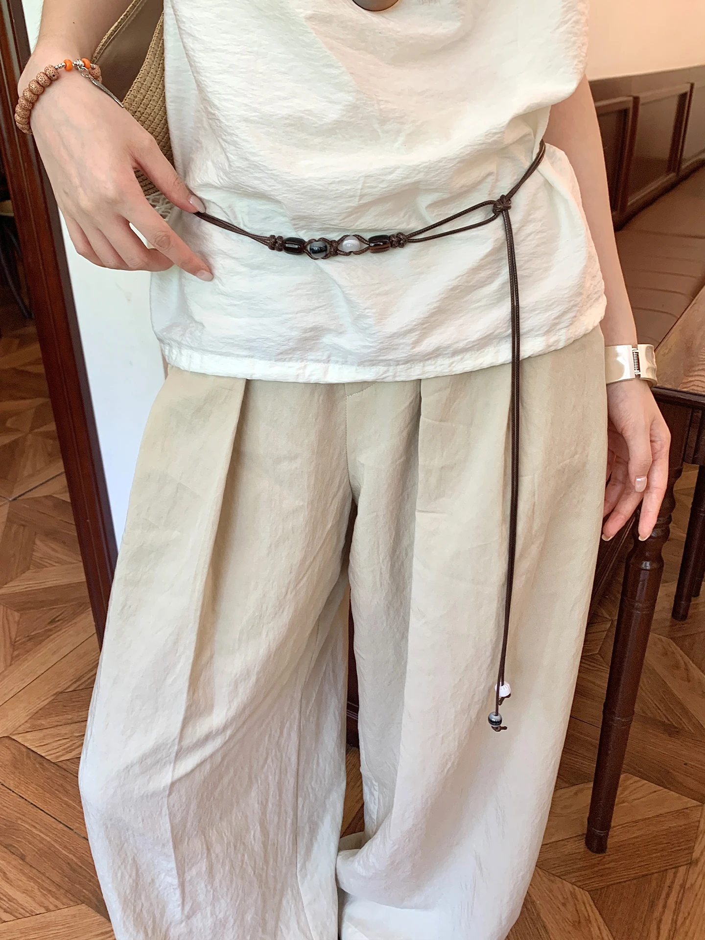 Ethnic Style Colorful Beaded O - Off White Belt ulasan dan harga