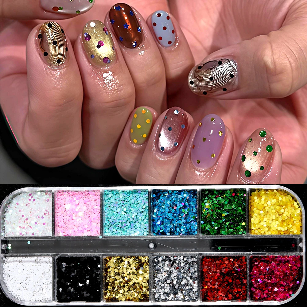 1Box Mini Polka-Dot Nail Sequins – Colorful Holographic Nail Art – Y2K Cute & Charming Nail Decorations – Salon Supplies & DIY