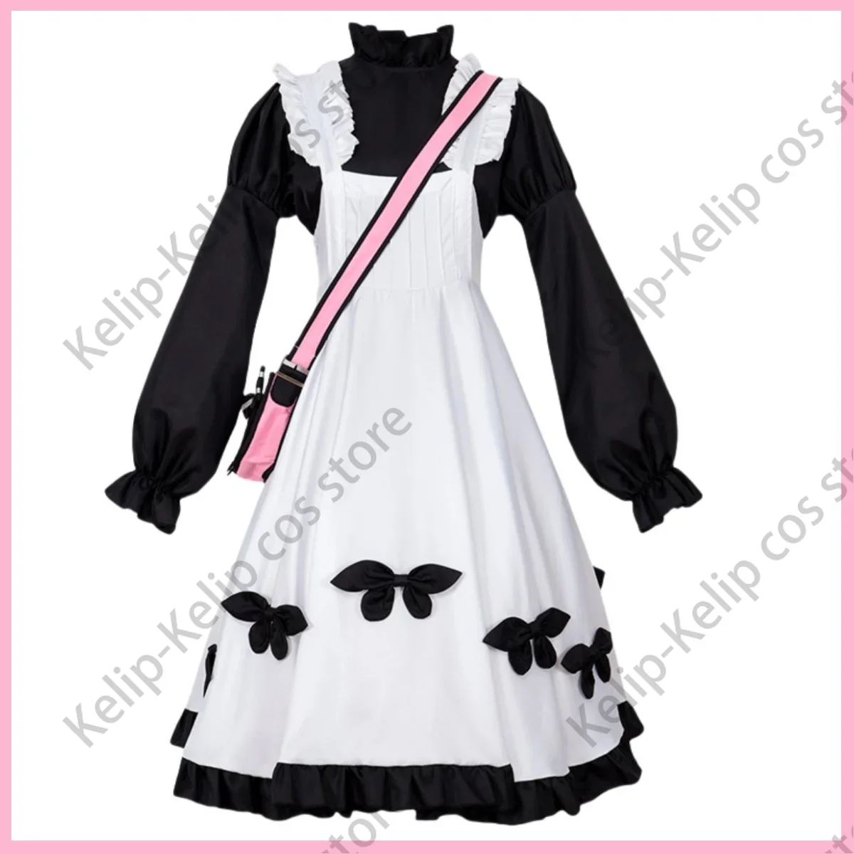 Fato de Cosplay Anime Lolita para Mulher, Identidade Jogo, Fato de Festa Kawaii Adorável, Saia Camisola, Menina Alice, Preto e Branco