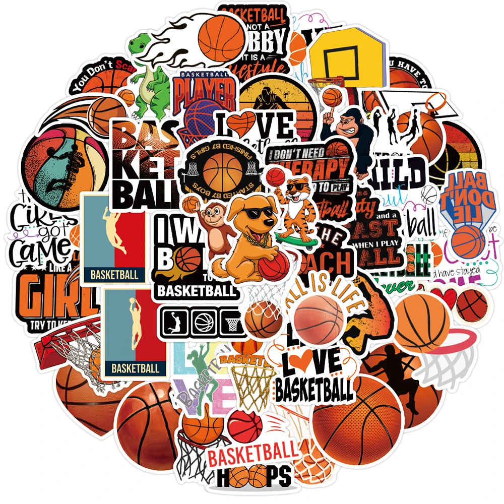 10/30/50Pcs Basketball Sports Stickers Waterproof PVC For Graffiti Laptop Luggage Motorcycle Refrigerator Skateboard Classic Toy