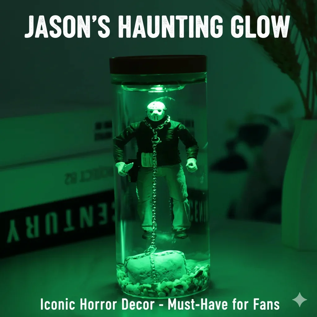 Jason Horror Theme Resin Lamp Underwater Scene LED Light Halloween Room Decor Figure Gift For Home Tabletop Ornament