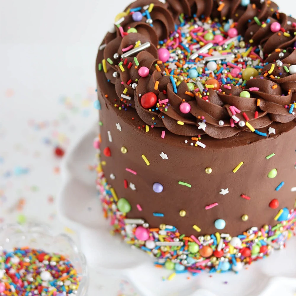 85 g Mix-Farben, weiße Perlenstreusel, Kuchenaufsatz für Geburtstagsfeier, Dessert, Backdekoration, Kuchendekorationen nur zur Dekoration – Detail 12