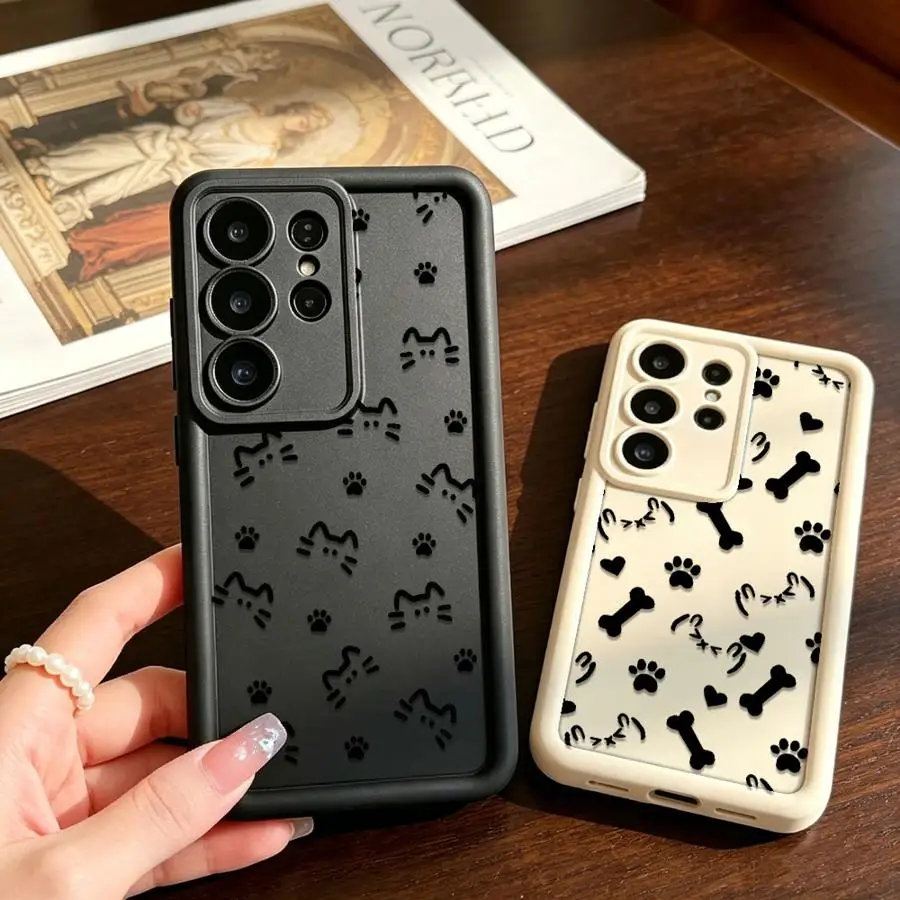 Cartoon Cat Paw Print Phone Cover Case for Samsung Galaxy S26 Ultra S21 S24Ultra S23 FE S20FE S22 S24 Plus S25 Edge S25