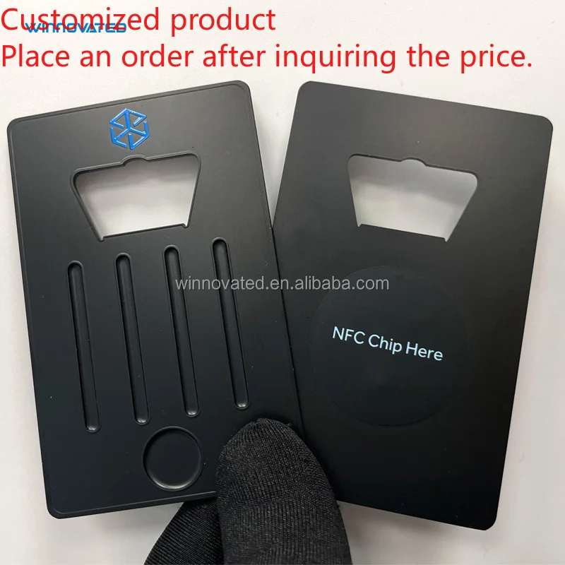 Customized product Personalized Stainless Steel Made Metal NFC Business Card Bottle Opener