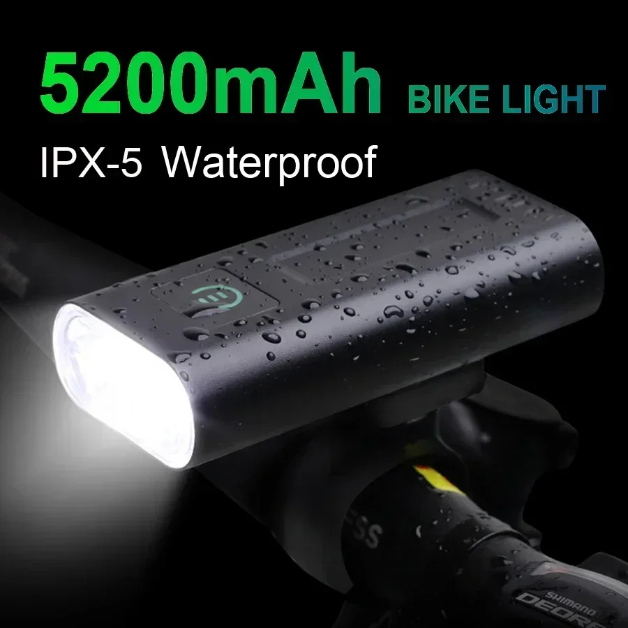 

USB Headlight Waterproof Light 5200mAh As 1000 Front Flashlight Bicycle NEWBOLER Bike Chargeable MTB Bike IPX5 Bank Power Lumens