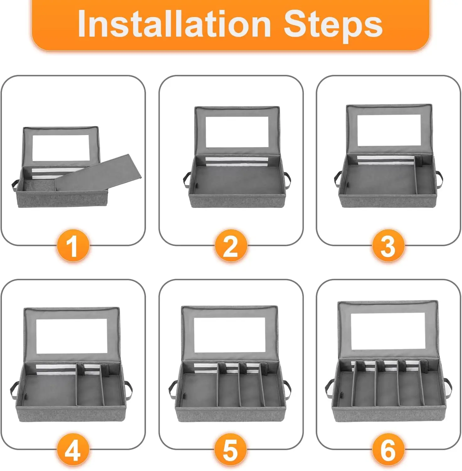 Storage Box 2 Pack, Silverware Storage Box Case Chest with Adjustable Dividers, Silverware Holder with Zipper Lid